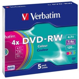 Ventiottanta  43563 - Verbatim Dvd -Rw 4X Jewel Slim Color C.5