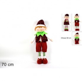 Due Esse Christmas 76904 - Elfo Vestito Paillettes Estens. 50-70 Cm 2 Ass