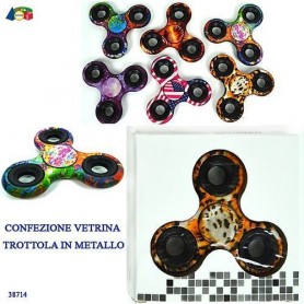 Ginmar   38714 - Trottola In Metallo Multicolore 6Ass. +3 Confezione Vetrina - 9X9Cm
