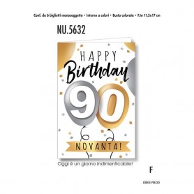 Cromo N.B. . 5632 - Biglietti Compleanno Anno 90 Nu.5632 C.6
