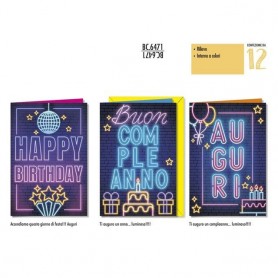 Cromo N.B. . 6471 - Biglietti Happy B-Day Neon Bc.6471 C.12
