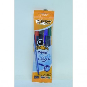Levco Group 38594 - Bic Penna Cristal Soft 4Pz Blu/Ro/Ve/Ner
